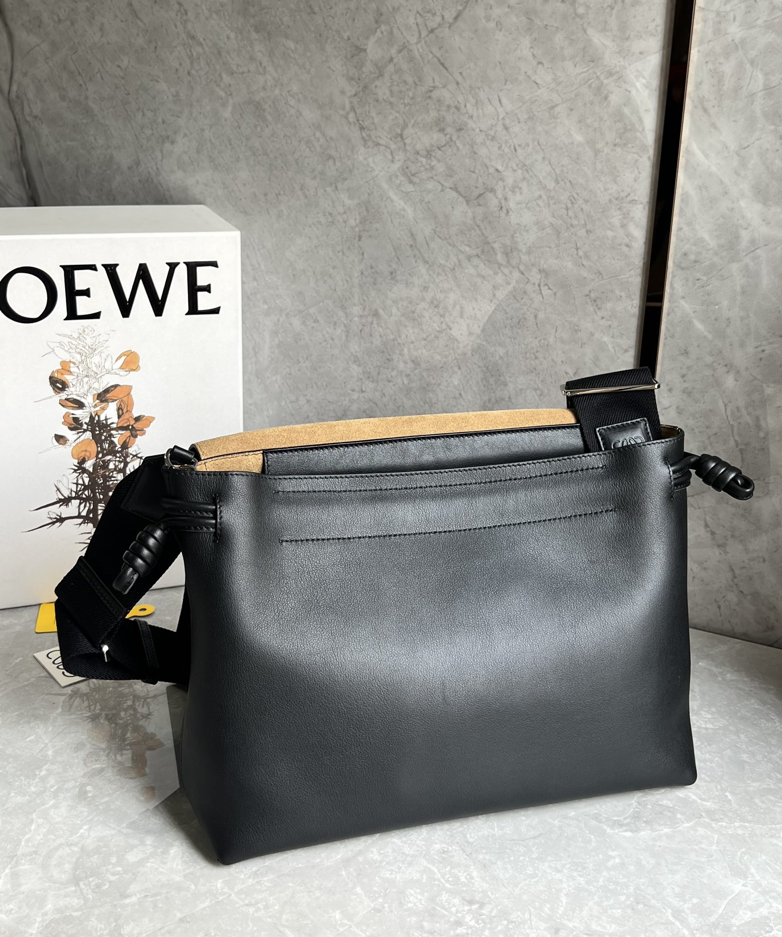 Loewe Flamenco Satchel in Shiny Supple Calfskin Black